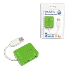 Logilink UA0138 USB 2.0 Hub 4-port, "Smile", зеленый цена и информация | Адаптеры и USB-hub | hansapost.ee