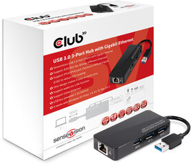 Club 3D USB 3.0 3-port hub with gigabit ethernet hind ja info | USB adapterid ja jagajad | hansapost.ee