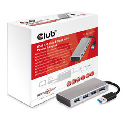 Club 3D USB 3.0 hub 4-port with power adapter цена и информация | Адаптеры, USB-разветвители | hansapost.ee