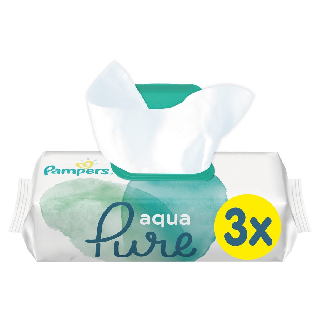 Salvrätikud Pampers Aqua Pure, 3 x 48 tk цена и информация | Niisked salvrätikud lastele | hansapost.ee