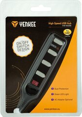 USB jaotur YENKEE YHB 4002BK, USB A - 4x USB 2.0, On/Off, 0.6m hind ja info | USB adapterid ja jagajad | hansapost.ee