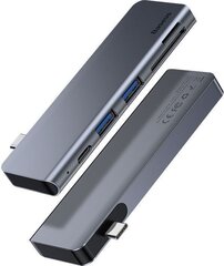 Baseus CAHUB-K0G хаб - разделитель 2 x USB 3.0 / power delivery USB-C черный цена и информация | Адаптеры и USB-hub | hansapost.ee