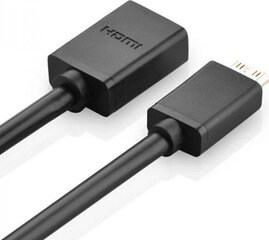 Видеоадаптер Ugreen mini HDMI на HDMI, 22 см, черный цена и информация | Адаптеры, USB-разветвители | hansapost.ee