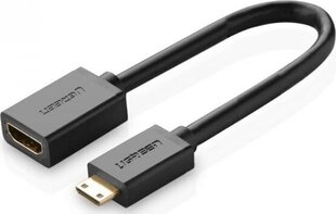 Видеоадаптер Ugreen mini HDMI на HDMI, 22 см, черный цена и информация | Адаптеры и USB-hub | hansapost.ee