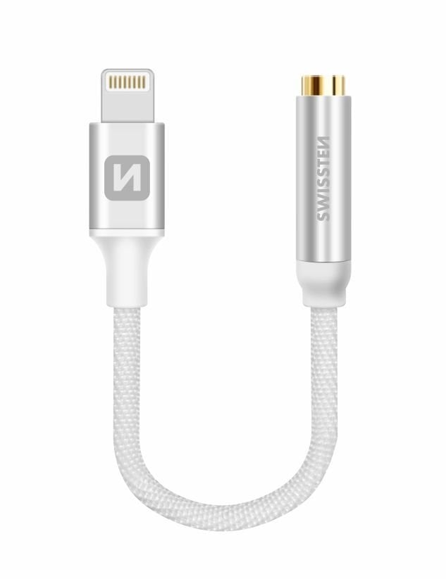 Swissten Lightning to Jack 3.5mm Audio Adapter for iPhone and iPad 15 cm Silver цена и информация | USB adapterid ja jagajad | hansapost.ee