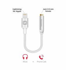 Аудио адаптер Swissten Lightning нa 3.5 мм для iPhone и iPad 15 cм, серебряный цена и информация | Адаптеры, USB-разветвители | hansapost.ee