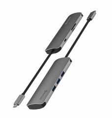 Разветвитель Swissten USB-C 6in1 с 3X USB 3.0 / 1X USB-C Power Delivery / 1X microSD / 1X SD / алюминиевый корпус цена и информация | Swissten Компьютерная техника | hansapost.ee