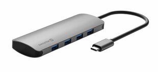 USB-C разветвитель 4в1 с 4 разъемами Swissten USB 3.0 / алюминиевый корпус цена и информация | Адаптеры и USB-hub | hansapost.ee