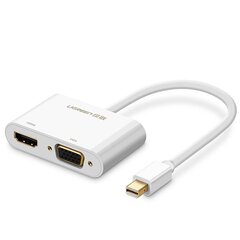 HDMI kaabel Ugreen / VGA - mini DisplayPort adapter 4K@30 Hz Full HD 1080p, valge (MD108 10427) hind ja info | USB adapterid ja jagajad | hansapost.ee