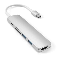 Satechi Slim USB-C MultiPort Adapter V2 HDMI portidega, USB 3.0 ja kaardilugejaga, hõbedane цена и информация | Адаптеры и USB-hub | hansapost.ee