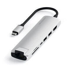 Адаптер Slim от Satechi, USB-C MultiPort w. Ethernet – HDMI, с USB 3.0 портом и картридером, серебристый цена и информация | Адаптеры и USB-hub | hansapost.ee