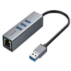 Premium adapter USB 3.0 – USB 3.0 (3 Ports) + RJ45, 0,15 m hind ja info | USB adapterid ja jagajad | hansapost.ee