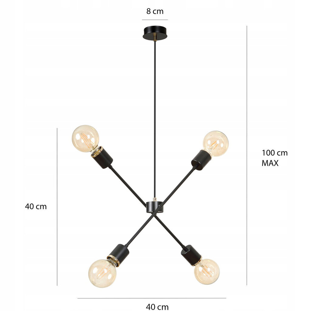 Emibig rippvalgusti Vendero 4 Black hind ja info | Rippvalgustid | hansapost.ee