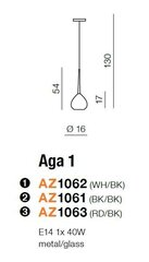 Azzardo подвесной светильник Aga 1 Red/Black цена и информация | Люстры | hansapost.ee