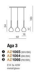 Azzardo подвесной светильник Aga 3 White/Black цена и информация | Люстры | hansapost.ee