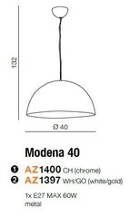 Azzardo светильник Modena 40 AZ1400 цена и информация | Потолочный светильник, 38 x 38 x 24 см | hansapost.ee