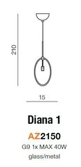 Azzardo rippvalgusti Diana 1 AZ2150 hind ja info | Rippvalgustid | hansapost.ee