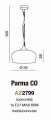 Azzardo подвесной светильник Parma Grey цена и информация | Потолочный светильник, 38 x 38 x 24 см | hansapost.ee