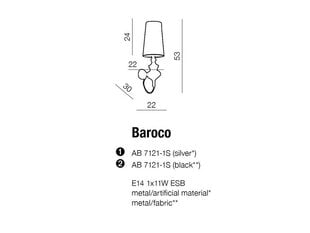 Azzardo seinalamp Baroco Black hind ja info | Seinavalgustid | hansapost.ee