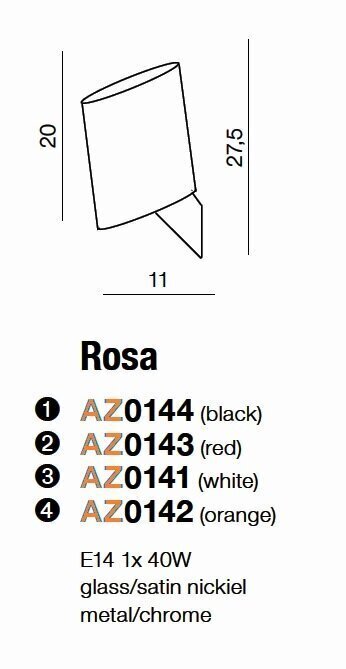 Seinalamp Azzardo Rosa Black цена и информация | Seinavalgustid | hansapost.ee