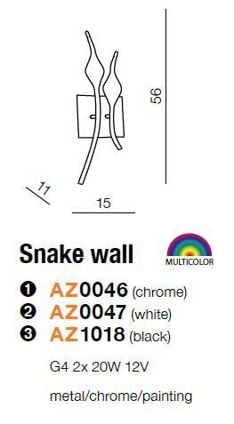 Azzardo seinavalgusti Snake Black цена и информация | Seinavalgustid | hansapost.ee