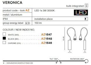 Azzardo настенный светильник Veronica Black цена и информация | Настенные светильники | hansapost.ee
