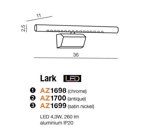 Seinavalgusti Azzardo AZ1699 Lark hind ja info | Seinavalgustid | hansapost.ee