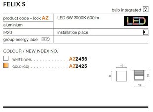 Azzardo настенный светильник Felix S AZ2456 kaina ir informacija | Настенные светильники | hansapost.ee