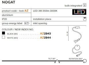 Azzardo настенный светильник Nogat White цена и информация | Настенные светильники | hansapost.ee