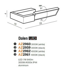 Azzardo настенный светильник Dalen Black цена и информация | Настенные светильники | hansapost.ee