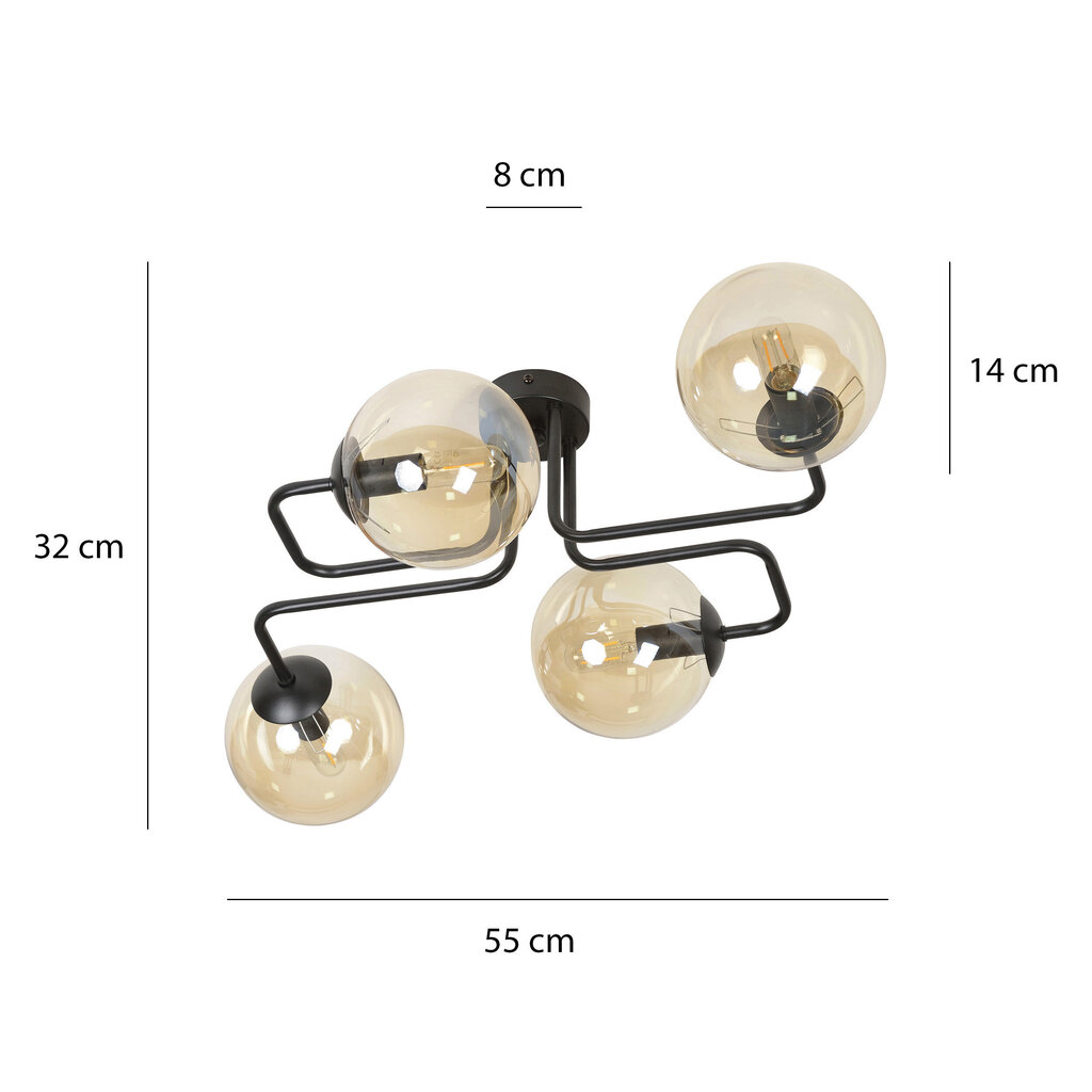 Emibig laevalgusti Brendi 4 Black/Honey hind ja info | Laelambid | hansapost.ee