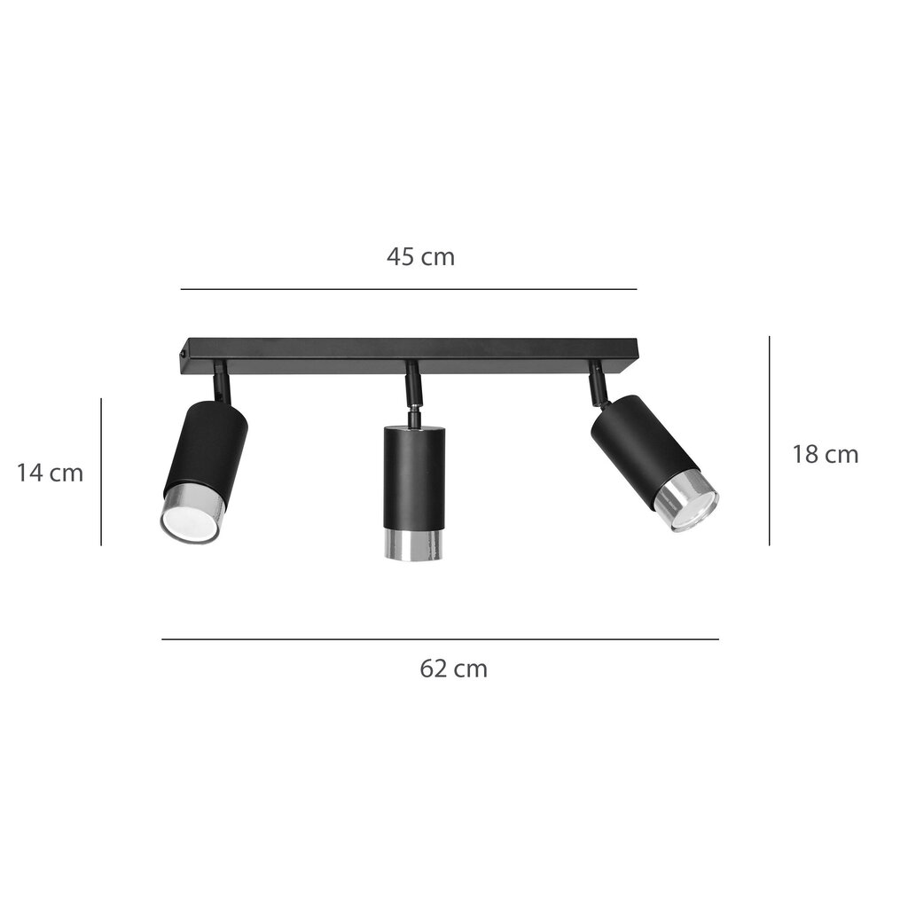 Emibig laelamp Hiro 3 Black-Chrome цена и информация | Laelambid | hansapost.ee