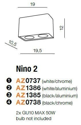 Azzardo laevalgusti Nino 2 White/Chrome hind ja info | Laelambid | hansapost.ee