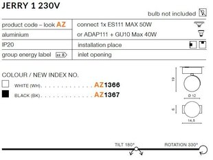 Azzardo valgusti Jerry 1 AZ1367 hind ja info | Laelambid | hansapost.ee