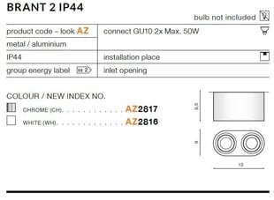 Laevalgusti Azzardo Brant 2 Chrome hind ja info | Laelambid | hansapost.ee