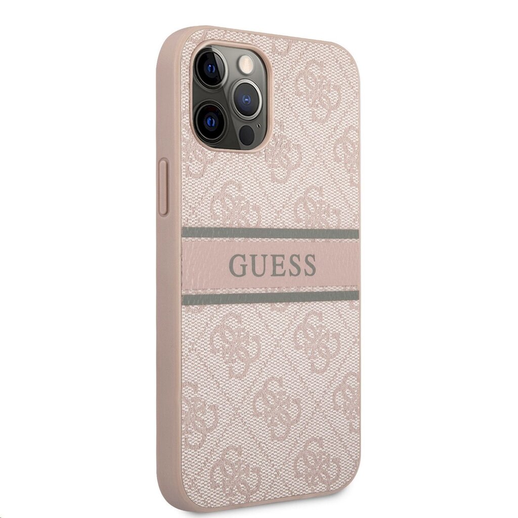 GUHCP12M4GDPI Guess PU 4G Printed Stripe Case for iPhone 12/12 Pro Pink hind ja info | Telefonide kaitsekaaned ja -ümbrised | hansapost.ee