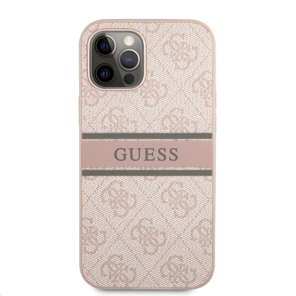 GUHCP12M4GDPI Guess PU 4G Printed Stripe Case for iPhone 12/12 Pro Pink hind ja info | Telefonide kaitsekaaned ja -ümbrised | hansapost.ee