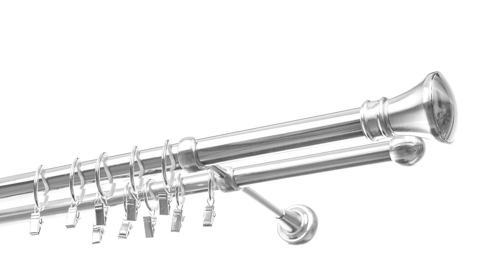 Kahekordne kardinapuu 25 mm + 19 mm APOLLO, 250 cm, roostevaba teras hind ja info | Kardinapuud | hansapost.ee