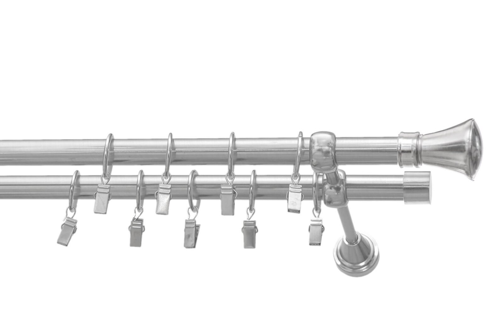 Kahekordne karniis 19 mm + 19 mm SPECJAL, 150 cm, hõbedane hind ja info | Kardinapuud | hansapost.ee