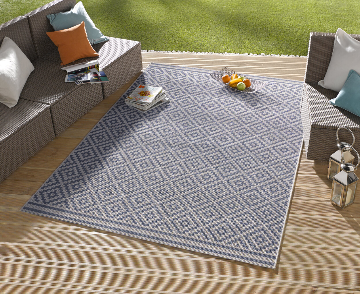 Vaip NORTHRUGS Meadow Raute Blue Cream, 160x230 cm цена и информация | Vaibad | hansapost.ee