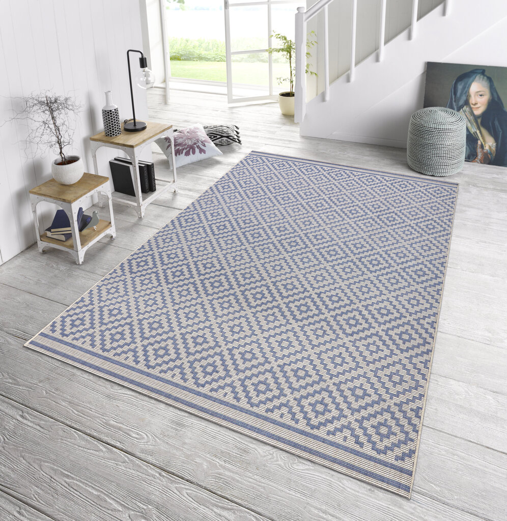 Vaip NORTHRUGS Meadow Raute Blue Cream, 200x290 cm цена и информация | Vaibad | hansapost.ee