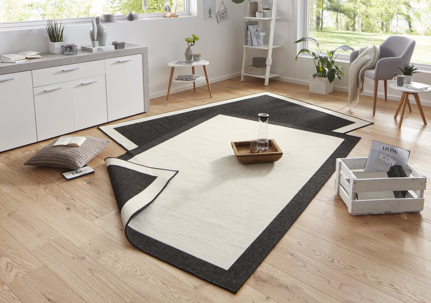 Vaip NORTHRUGS Twin Panama Black Cream, 200x290 cm hind ja info | Vaibad | hansapost.ee