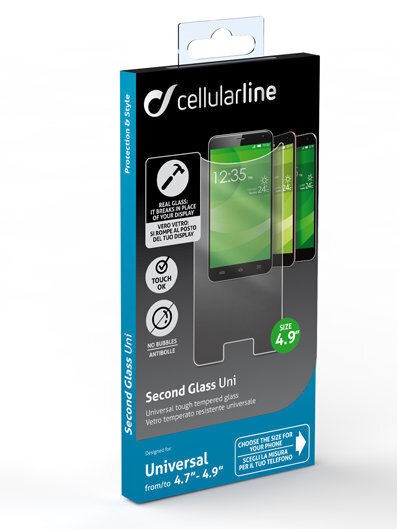 Nutitelefoni 4,7-4,9 universaalne ekraanikaitseklaas Cellularline TEMPGLASBUNI49 hind ja info | Ekraani kaitseklaasid ja kaitsekiled | hansapost.ee