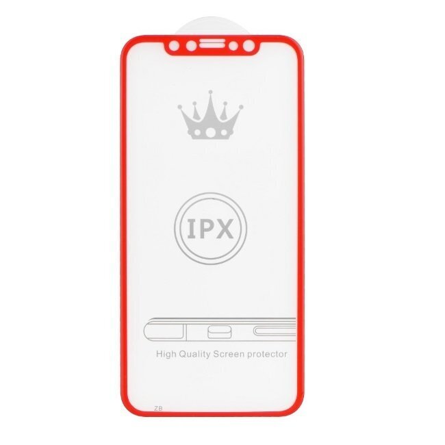 Karastatud ekraanikaitseklaas iPhone X / XS Full Face, punane цена и информация | Ekraani kaitseklaasid ja kaitsekiled | hansapost.ee