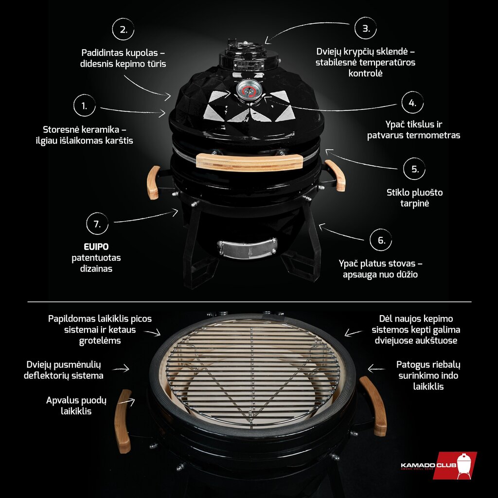 Keraamiline grill KamadoClub Junior 41 cm, must цена и информация | Grillid | hansapost.ee