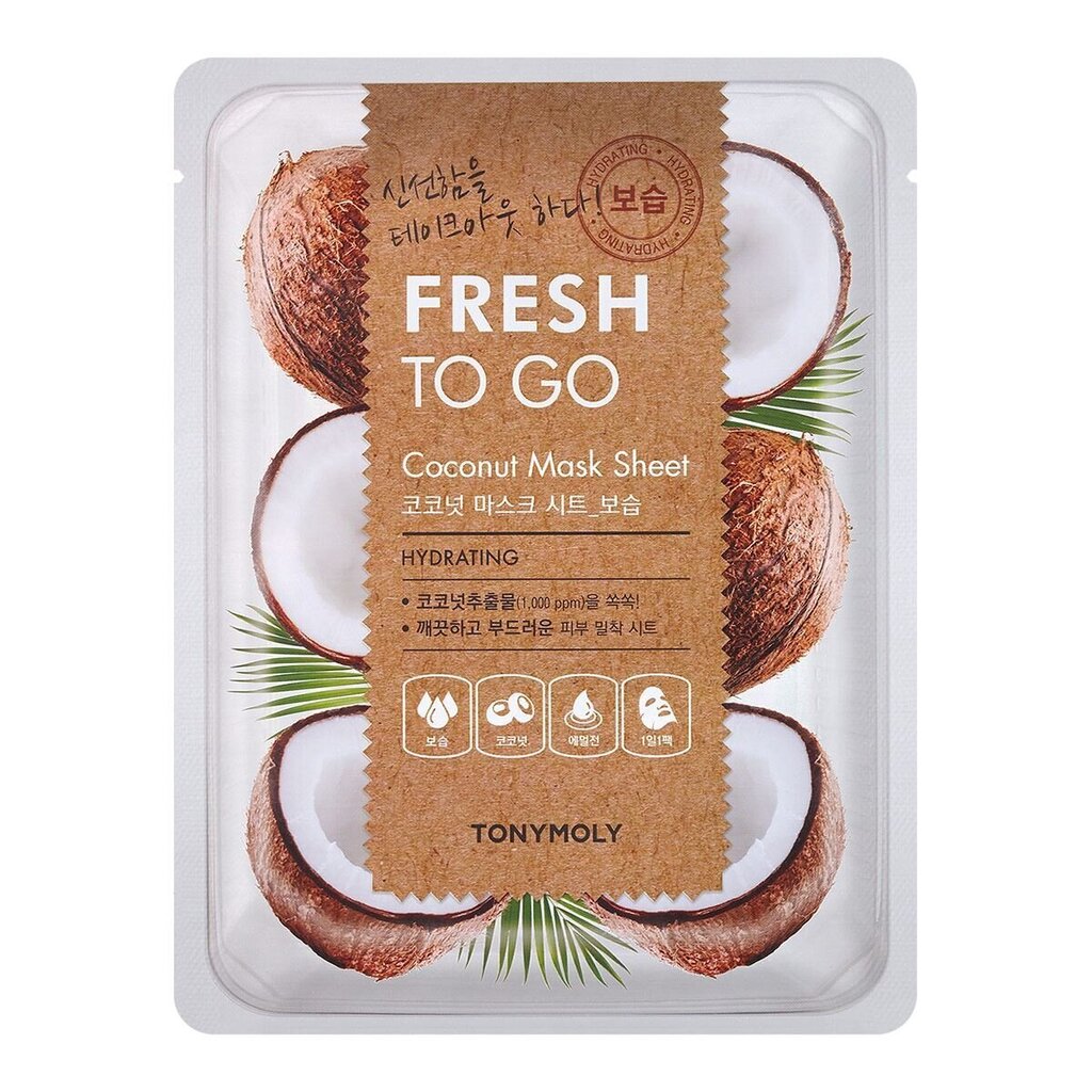 Niisutav kangasmask näole TonyMoly Fresh To Go Coconut, 1 tk цена и информация | Näomaskid ja silmamaskid | hansapost.ee