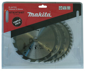 Puidu lõikeketas Makita D-44753, 165x20 mm, 3 tk hind ja info | Aiatööriistade varuosad | hansapost.ee