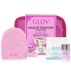 Reisikomplekt Glov Pink: meigieemalduskinnas On-The-Go + meigipuhastuskinnas Quick Treat + meigieemalduskinda puhastaja Magnet Cleanser + kosmeetikakott hind ja info | Glov Parfüümid, lõhnad ja kosmeetika | hansapost.ee