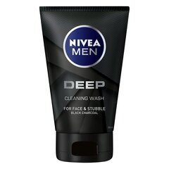 Näo- ja habeme puhastusgeel meestele söega, Nivea Men Deep, 100 ml hind ja info | Näopuhastusvahendid | hansapost.ee