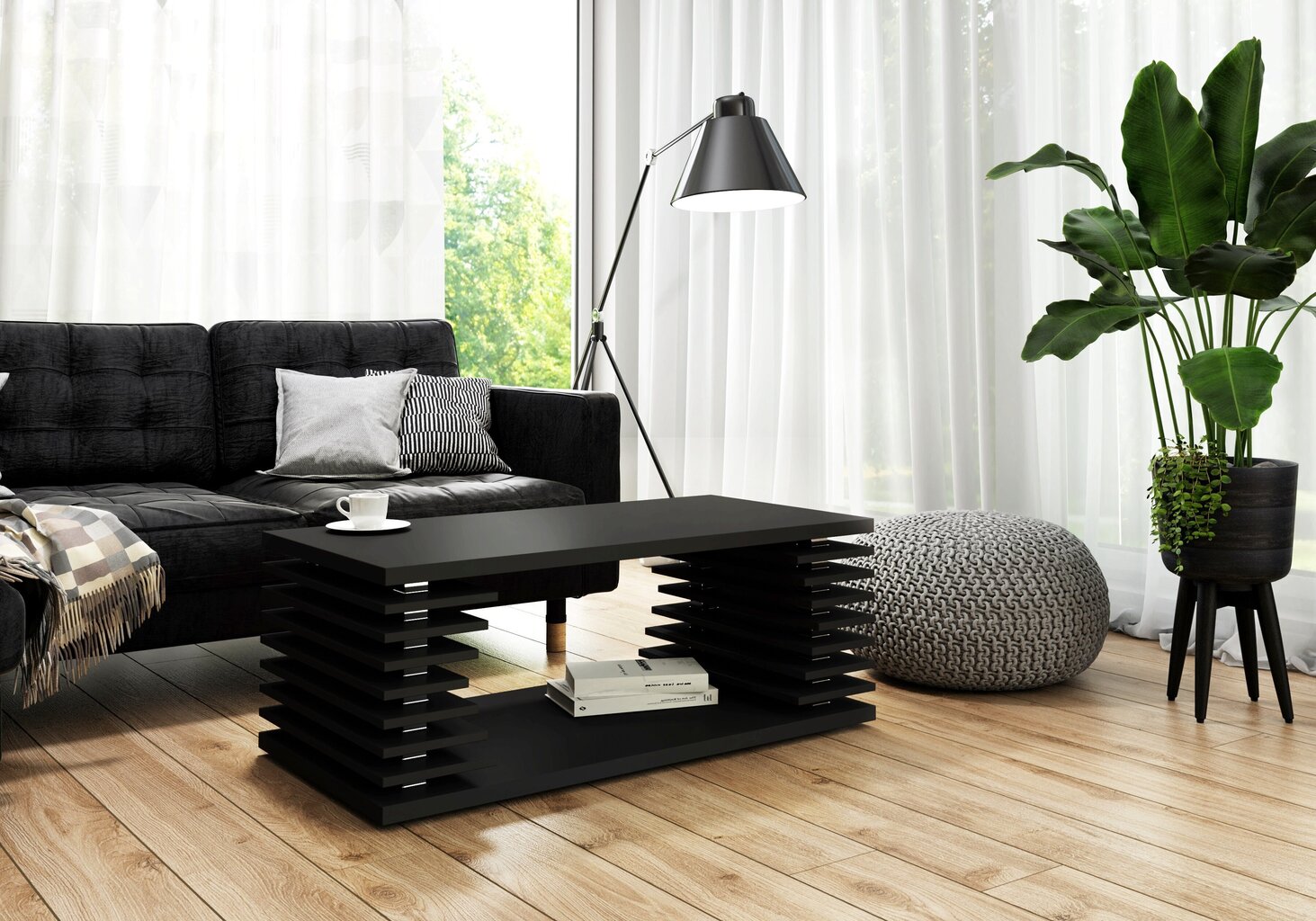 Diivanilaud ADRK Furniture Veinis, must hind ja info | Diivanilauad | hansapost.ee